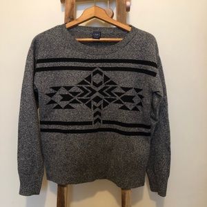 Grey sweater with Aztec Print